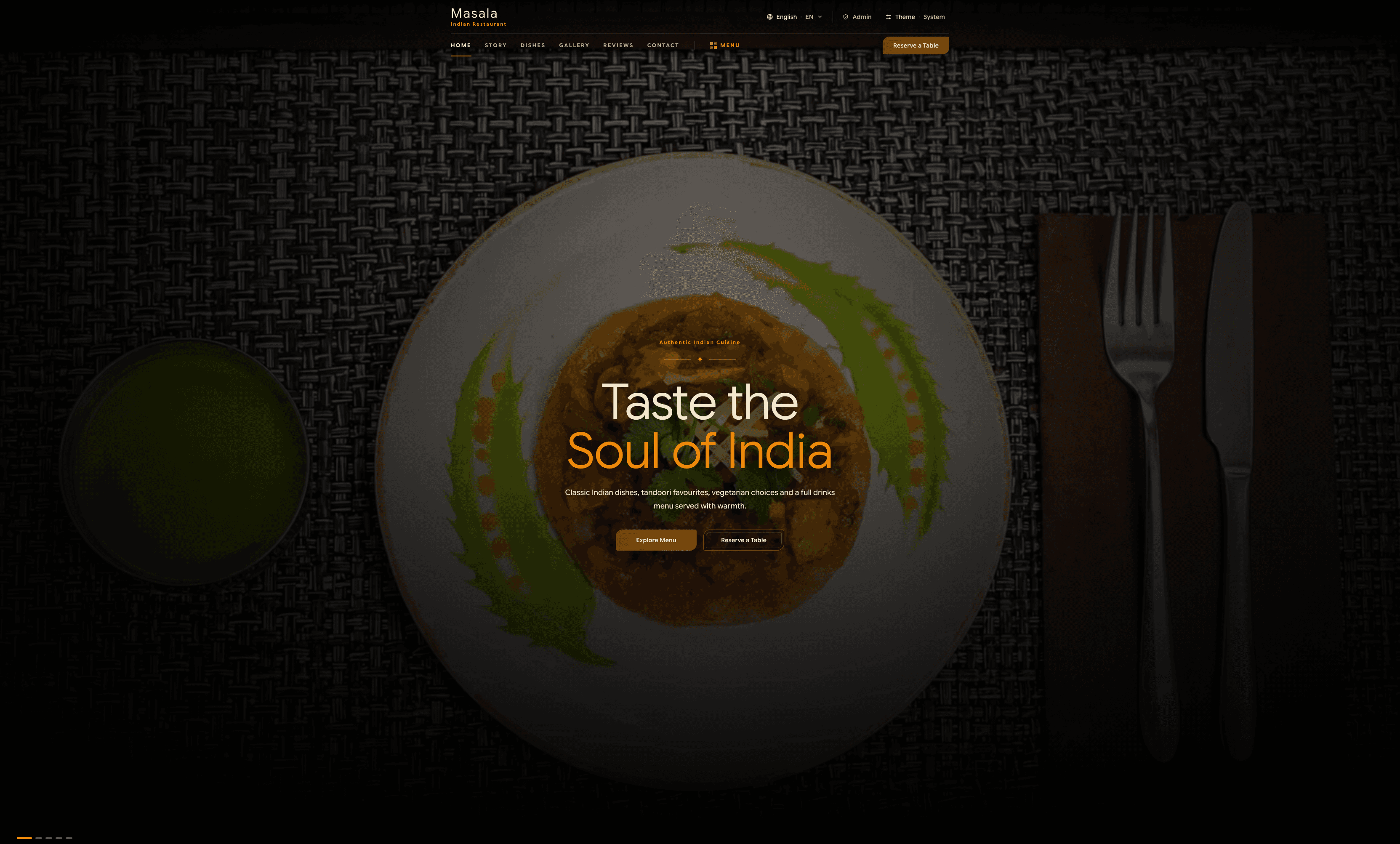 Masala Indian Restaurant website preview