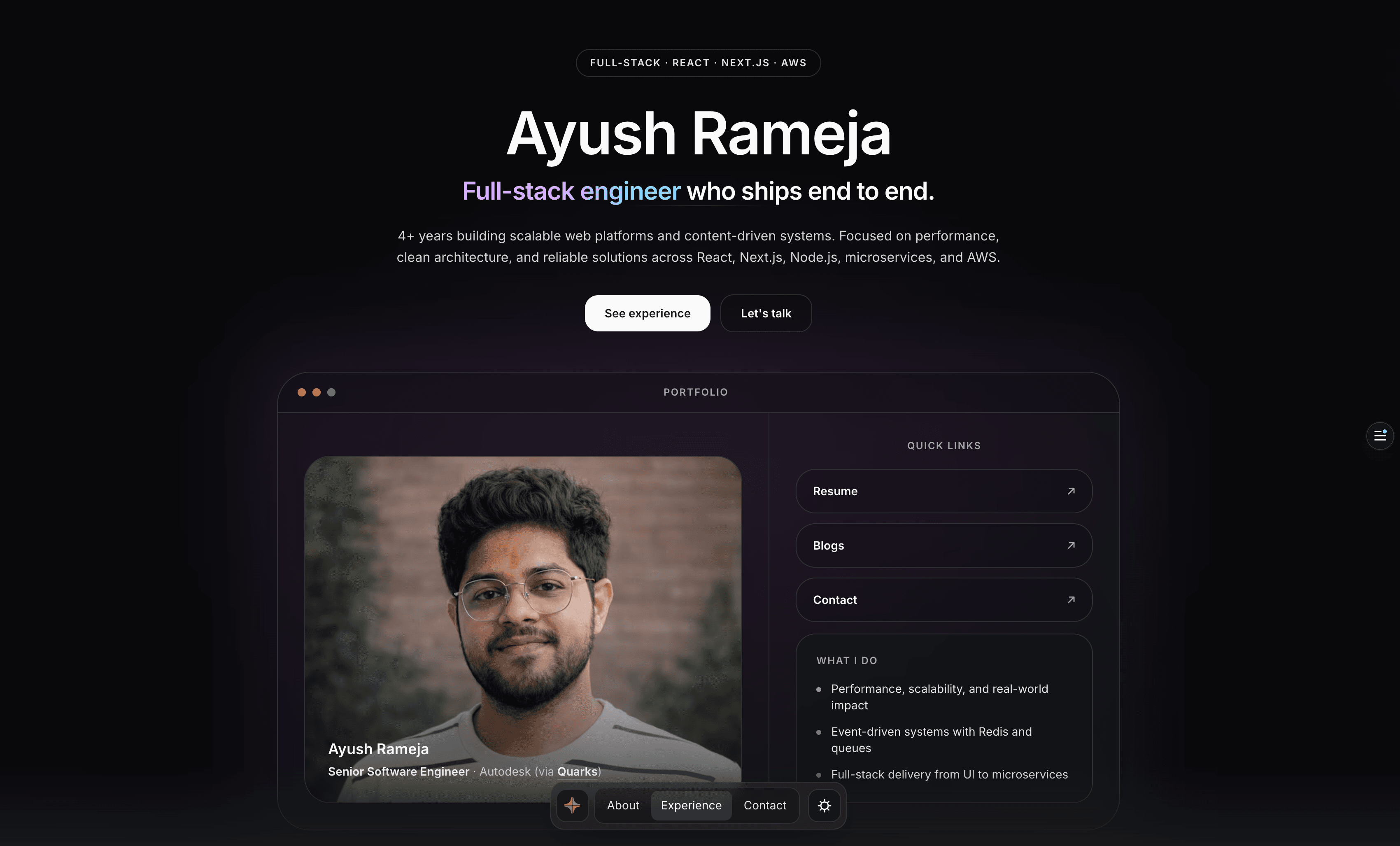 Ayush Rameja website preview